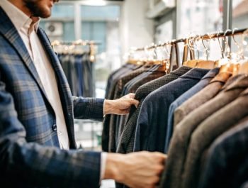 Businessman trying suit in store